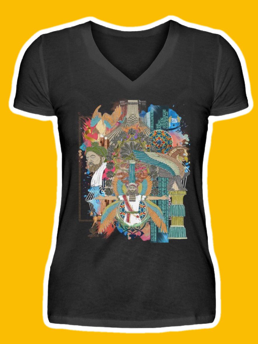 0001-Azadi - V-Neck Women Shirt