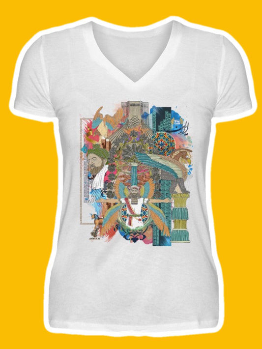 0001-Azadi  - V-Neck Women Shirt